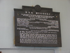 USS Missouri WWII Surrender Plaque
